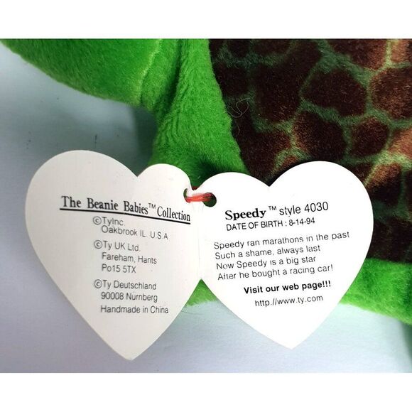 Vintage Ty Beanie Babies "Speedy" Turtle 6.5" Green Plush 1993 Retired Sty 4030 - Picture 5 of 8